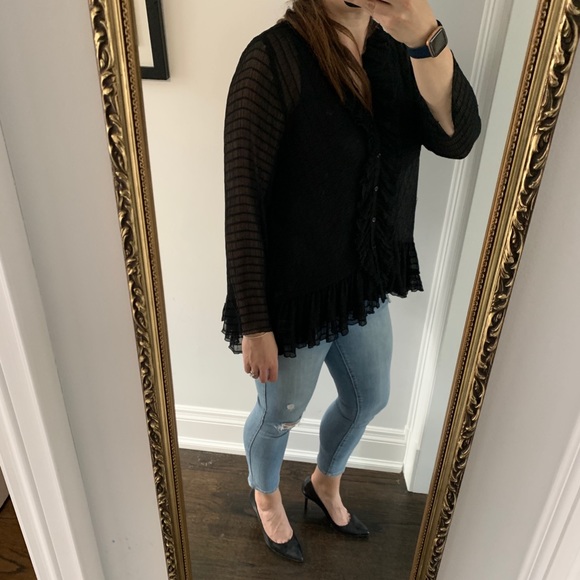 Zara Sheer Ruffled Blouse - Size XL - Picture 2 of 12